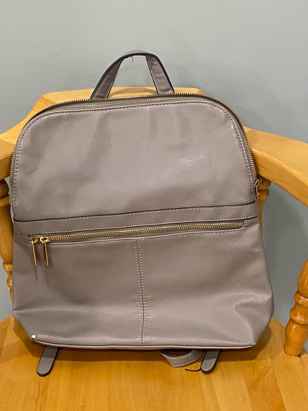 New Day gray Leather Backpack purse- Minimal Everyday Bag